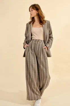 Herringbone Wide-Leg Pants