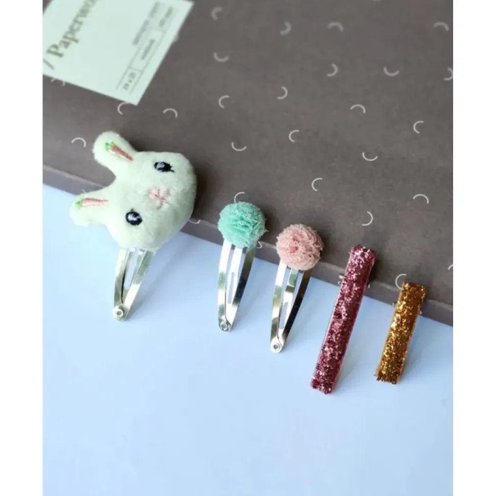 Honey Bunny Hair Clip Set (set of five)