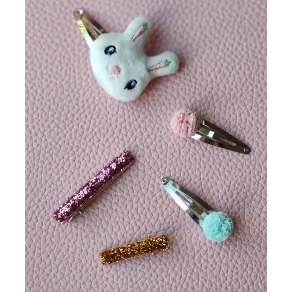 Honey Bunny Hair Clip Set (set of five)