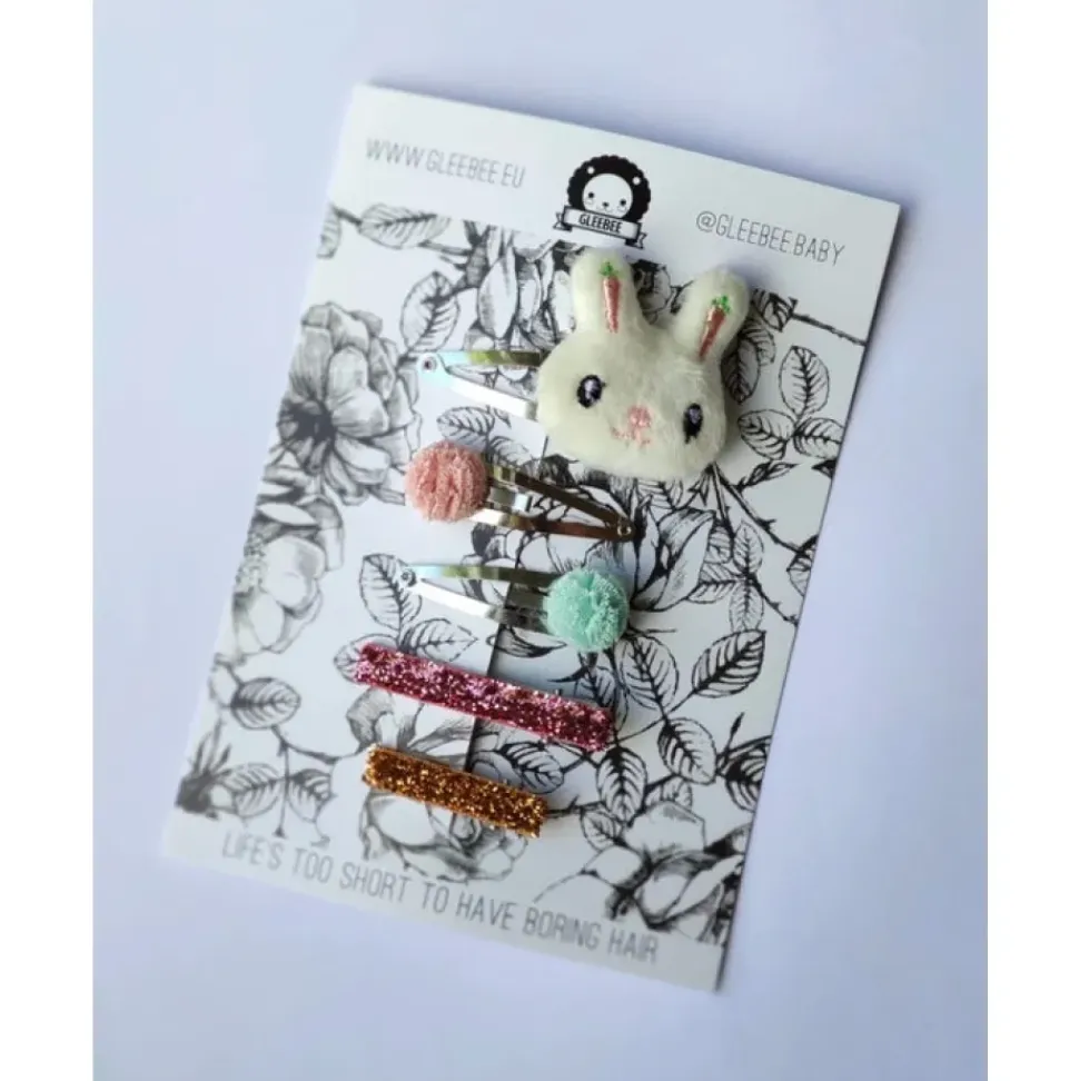 Honey Bunny Hair Clip Set (set of five)