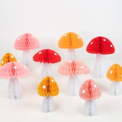 Honeycomb Mushroom Decorations (x 10)