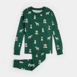 Jack Frost Russell Print on Trekking Green PJ Set