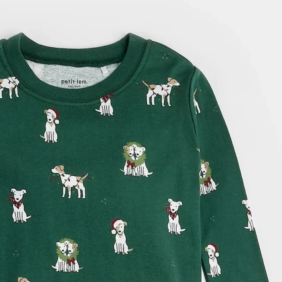 Jack Frost Russell Print on Trekking Green PJ Set