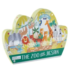 Jungle 80pc "Leaf" Shaped Jigsaw with Shaped Box - The Zoo
