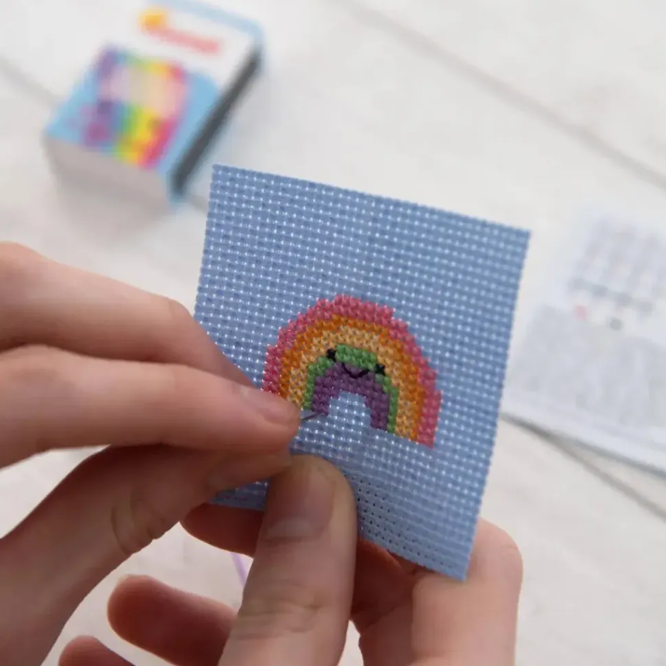 Kawaii Rainbow Arc Mini Cross Stitch Kit in A Matchbox