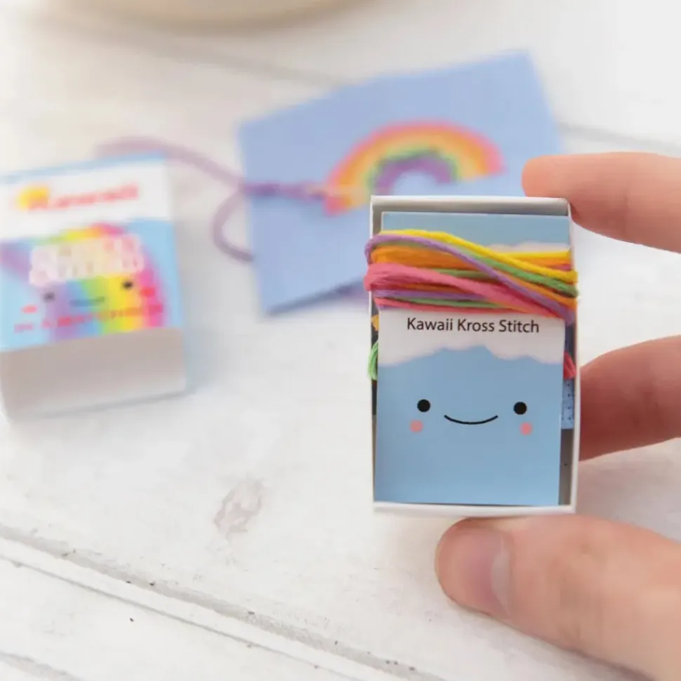 Kawaii Rainbow Arc Mini Cross Stitch Kit in A Matchbox