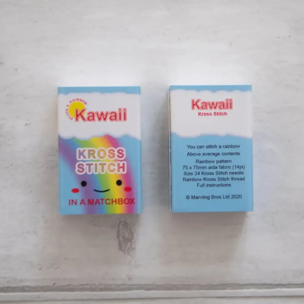 Kawaii Rainbow Arc Mini Cross Stitch Kit in A Matchbox