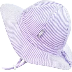 Kids Cotton Floppy Hat | Purple Stripes