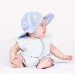 Kids Cotton Floppy Hats | Blue Stripes