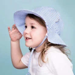 Kids Cotton Floppy Hats | Blue Stripes