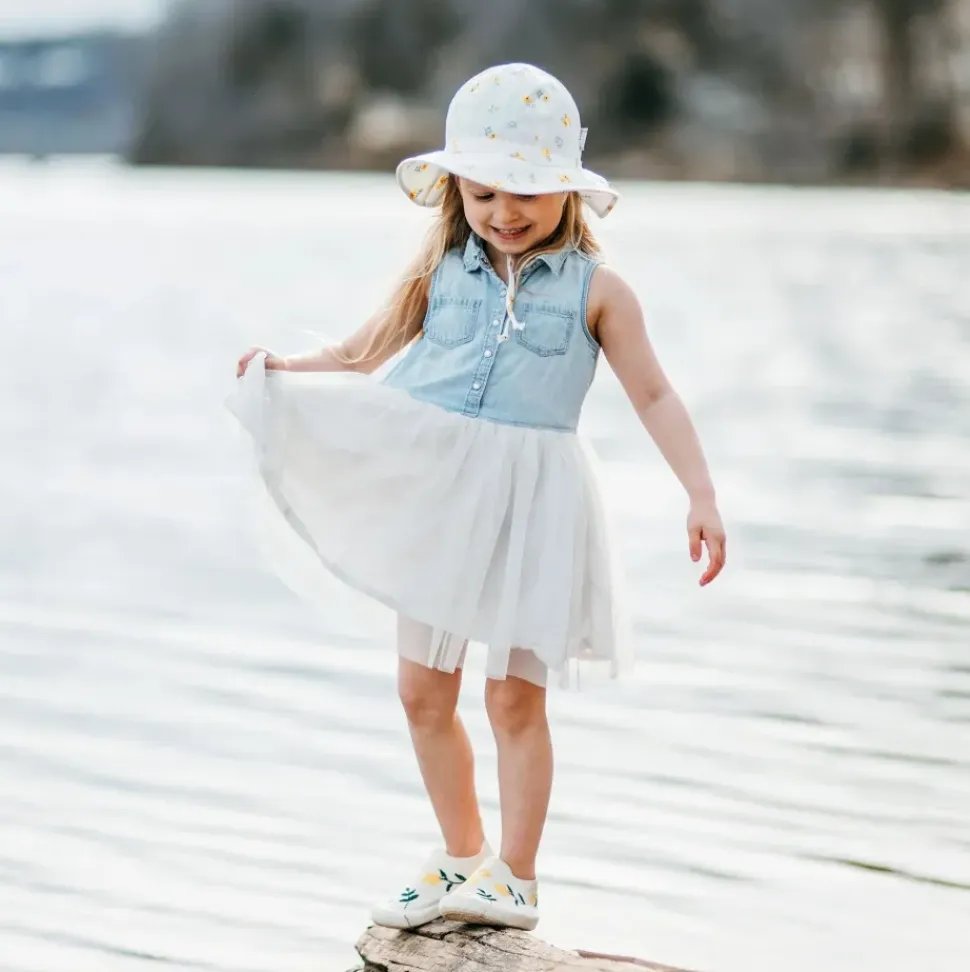 Kids Cotton Floppy Hats | Yellow Flower