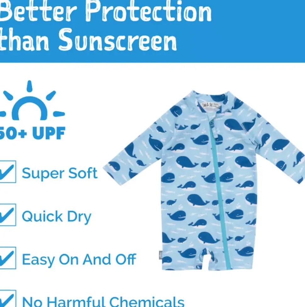 Kids One Piece UV Sun Suit | Blue Whale