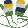 Kids' Patterned Lambswool Mittens - Navy/Electric Yellow