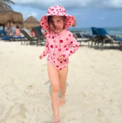 Kids Water Repellent Bucket Hats | Pink Strawberry