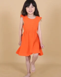 Linen Ruffle Open Back Dress