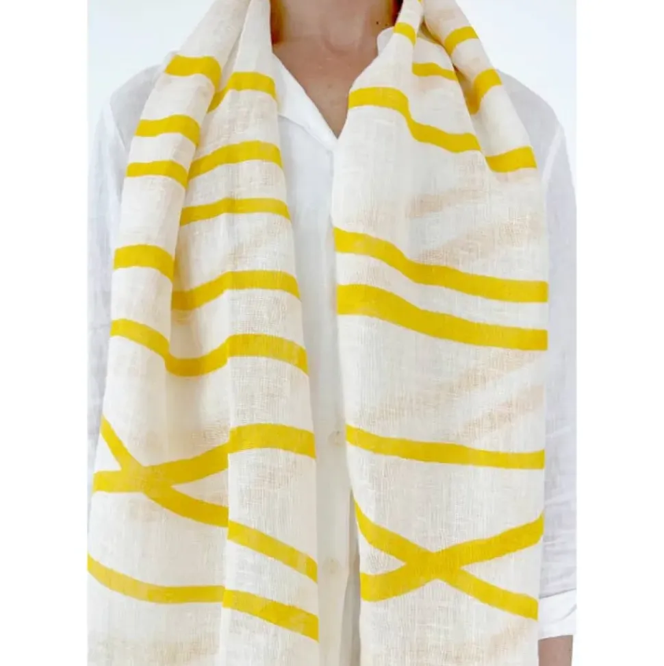 Linen Scarf - Loopy Yellow