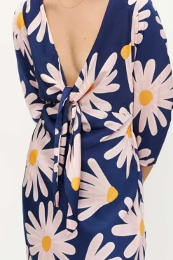 Long Floral Tie Front Dress