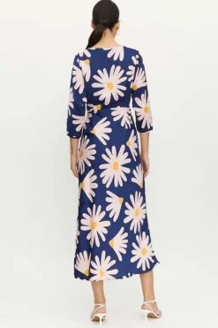 Long Floral Tie Front Dress