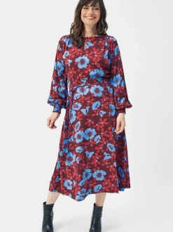 Long Floral Tie Front Dress