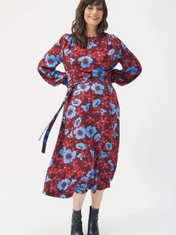 Long Floral Tie Front Dress