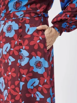 Long Floral Tie Front Dress