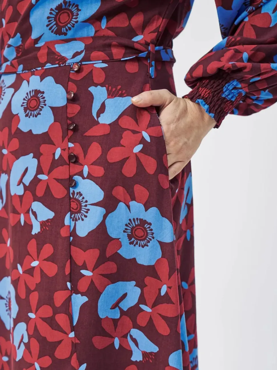 Long Floral Tie Front Dress