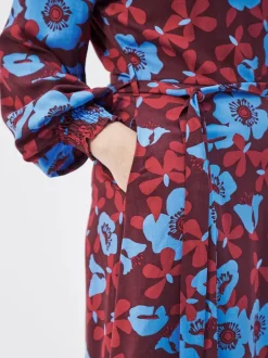 Long Floral Tie Front Dress