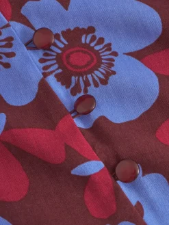 Long Floral Tie Front Dress