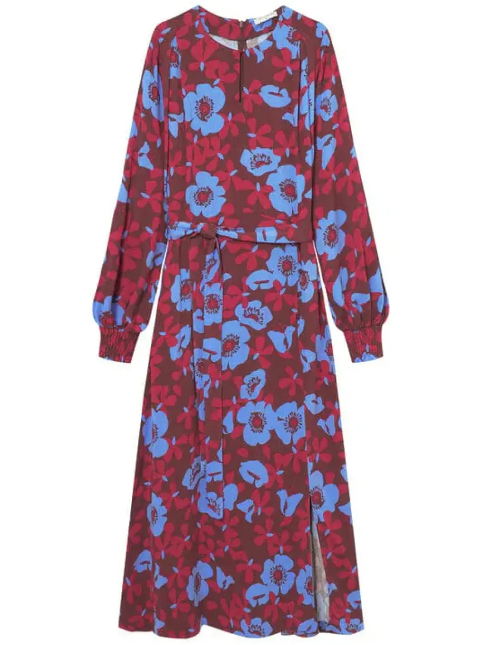 Long Floral Tie Front Dress
