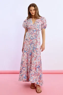 Long Printed Wrap Dress