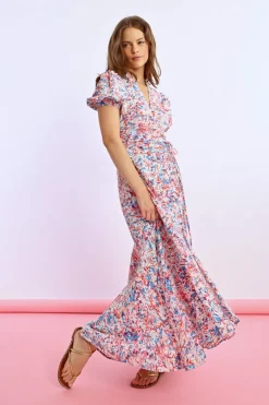 Long Printed Wrap Dress