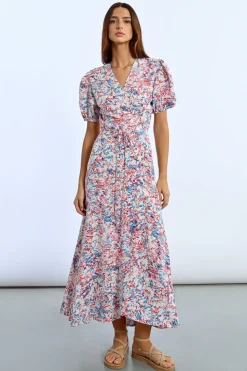Long Printed Wrap Dress