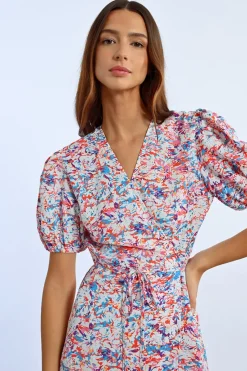 Long Printed Wrap Dress