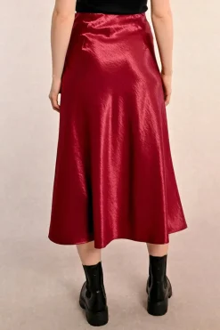 Long Satin Skirt - Dark Red