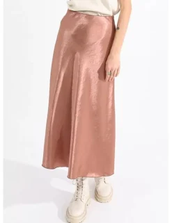 Long Satin Skirt - Pink