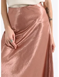 Long Satin Skirt - Pink