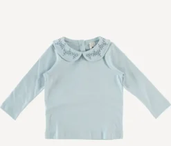 Long Sleeve Embroidered Peter Pan Tee