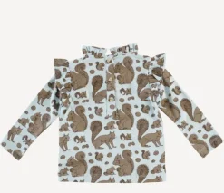 Long Sleeve Little Ruffle Tee - Squirrels