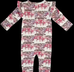 Long Sleeve Ruffle Arm Jumpsuit - Fuchsia