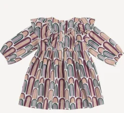 Long Sleeve V-Ruffle Dress - Jewel Rainbow