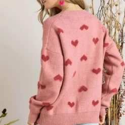 Lovely Heart Sweater - Pink/Red