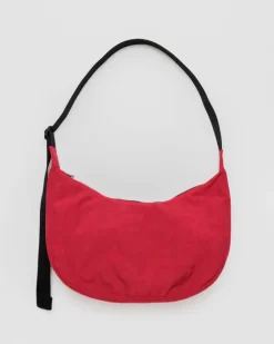 Medium Nylon Baggu Crescent Bag - Candy Apple