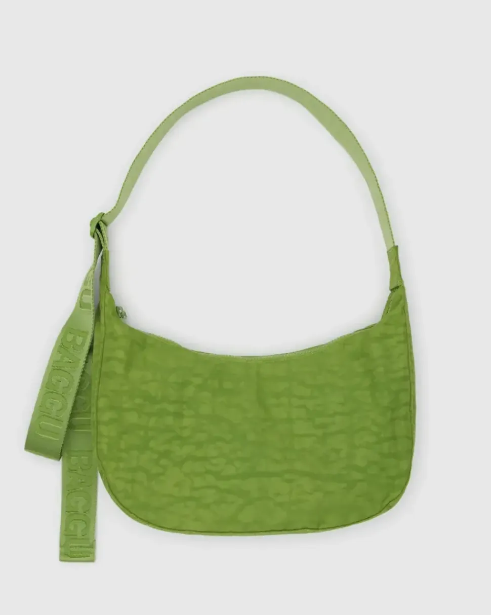 Medium Nylon Baggu Crescent Bag - Green Juice