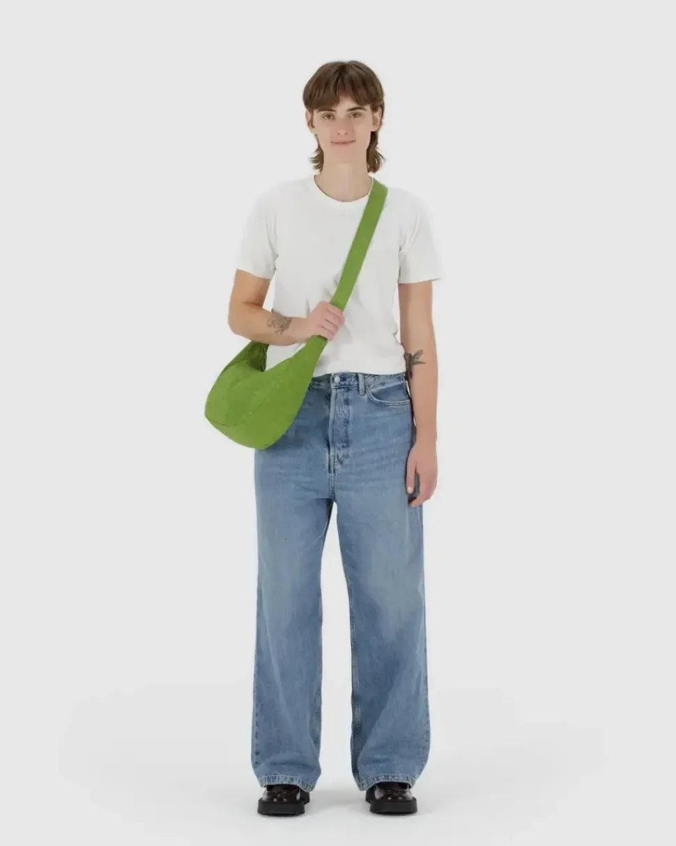Medium Nylon Baggu Crescent Bag - Green Juice