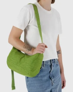 Medium Nylon Baggu Crescent Bag - Green Juice