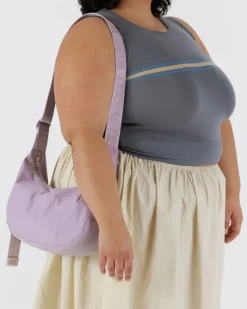 Medium Nylon Baggu Crescent Bag - Dusty Pink