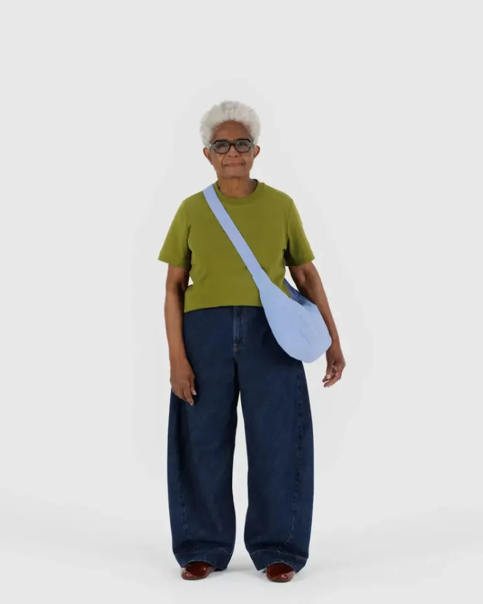 Medium Nylon Baggu Crescent Bag - French Blue