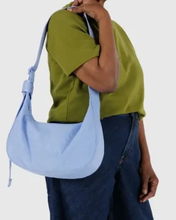 Medium Nylon Baggu Crescent Bag - French Blue