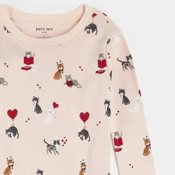 Meowentine Print on Silver Peony PJ Set
