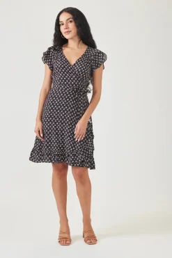 Midi Wrap Dress - Tree Print